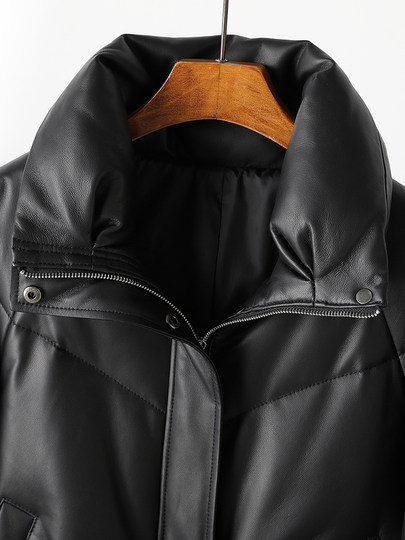 Haining goose down jacket women's leather jacket first layer sheepskin short 2025 winter new Korean style large size loose jacket