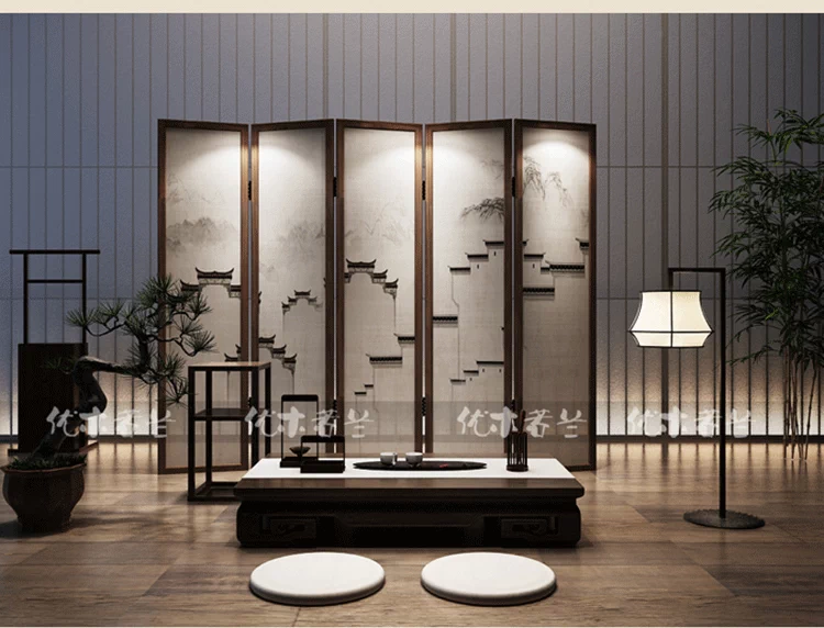 Hiện đại Trung Quốc gỗ rắn bán trong suốt màn hình gấp phòng khách hiên học văn phòng khách sạn màn hình [kiến trúc Huipai] - Màn hình / Cửa sổ