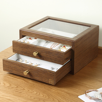 Wooden Light Extravagant Display Case Jewellery Watch Large Wood Case Walnuts Wood Ornament Desktop Containing Box Double Drawer