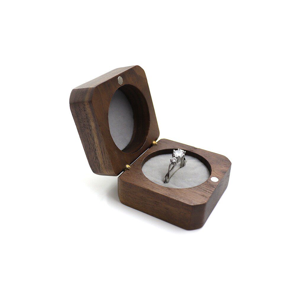 Custom Lettering Solid Wood Ring Box Wedding Courting Wedding Diamond Ring Box Wedding Ceremony Single Ring Ring Box Jewellery Packaging 