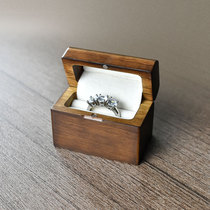 Custom lettering solid wood ring wood case European-style square creative ear nail ornament flip black walnuts jewelery ear nail box