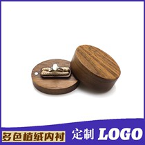 Creative Retro Wood Drilling Ring Case Decoration Lettering Courting Wedding Ring Case Etiquette Oval Single Ring Containing Box Customisation