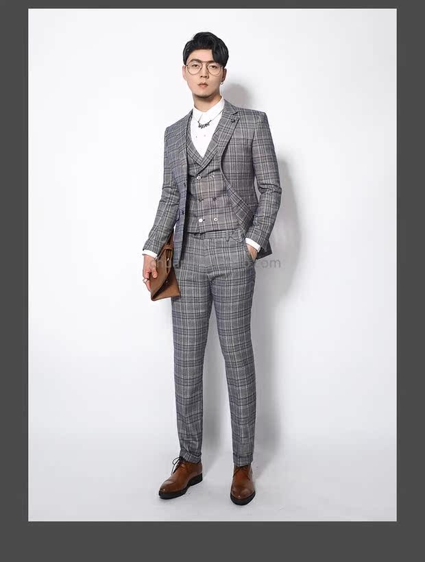 Chuan Ze retro Anh kẻ sọc phù hợp với bộ đồ nam 2018 Phiên bản Hàn Quốc của bộ đồ hai mảnh giản dị phù hợp với bộ đồ nam áo khoác blazer nam