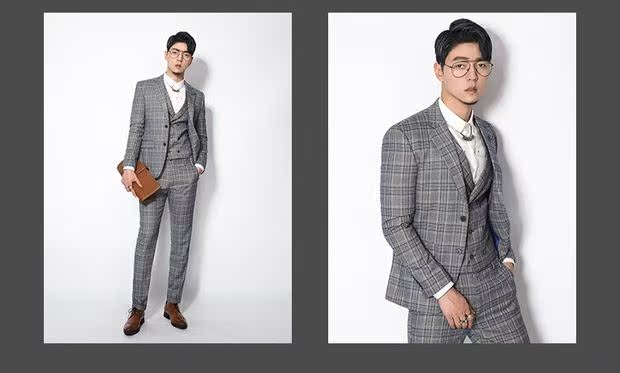 Chuan Ze retro Anh kẻ sọc phù hợp với bộ đồ nam 2018 Phiên bản Hàn Quốc của bộ đồ hai mảnh giản dị phù hợp với bộ đồ nam áo khoác blazer nam