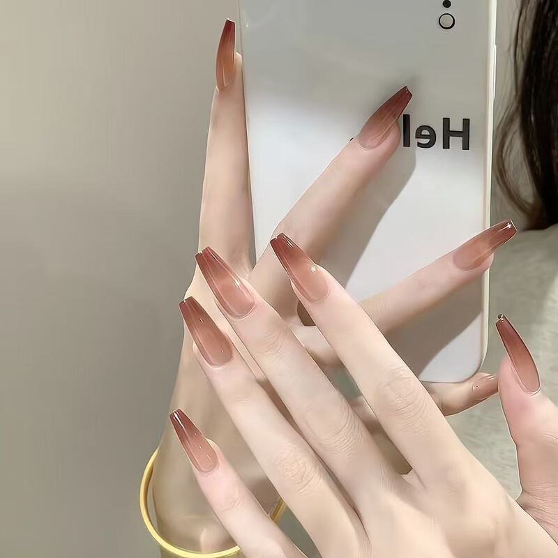 Purely Handmade Wearable Nails with a High-End Feel, Finished Nail Patches, Removable Fake Nails, Long Style That Enhances Complexion