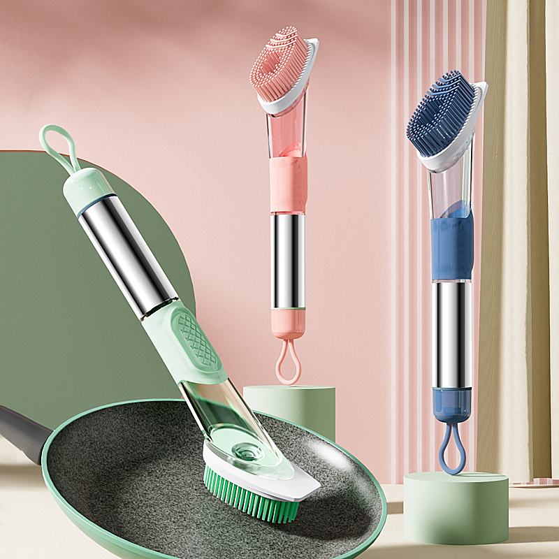 Brush Pan God's Home Kitchen Cleaning Brush Bowl to oil stain Three-in-one long handle Brush cup tool dosing with dishwashing brush