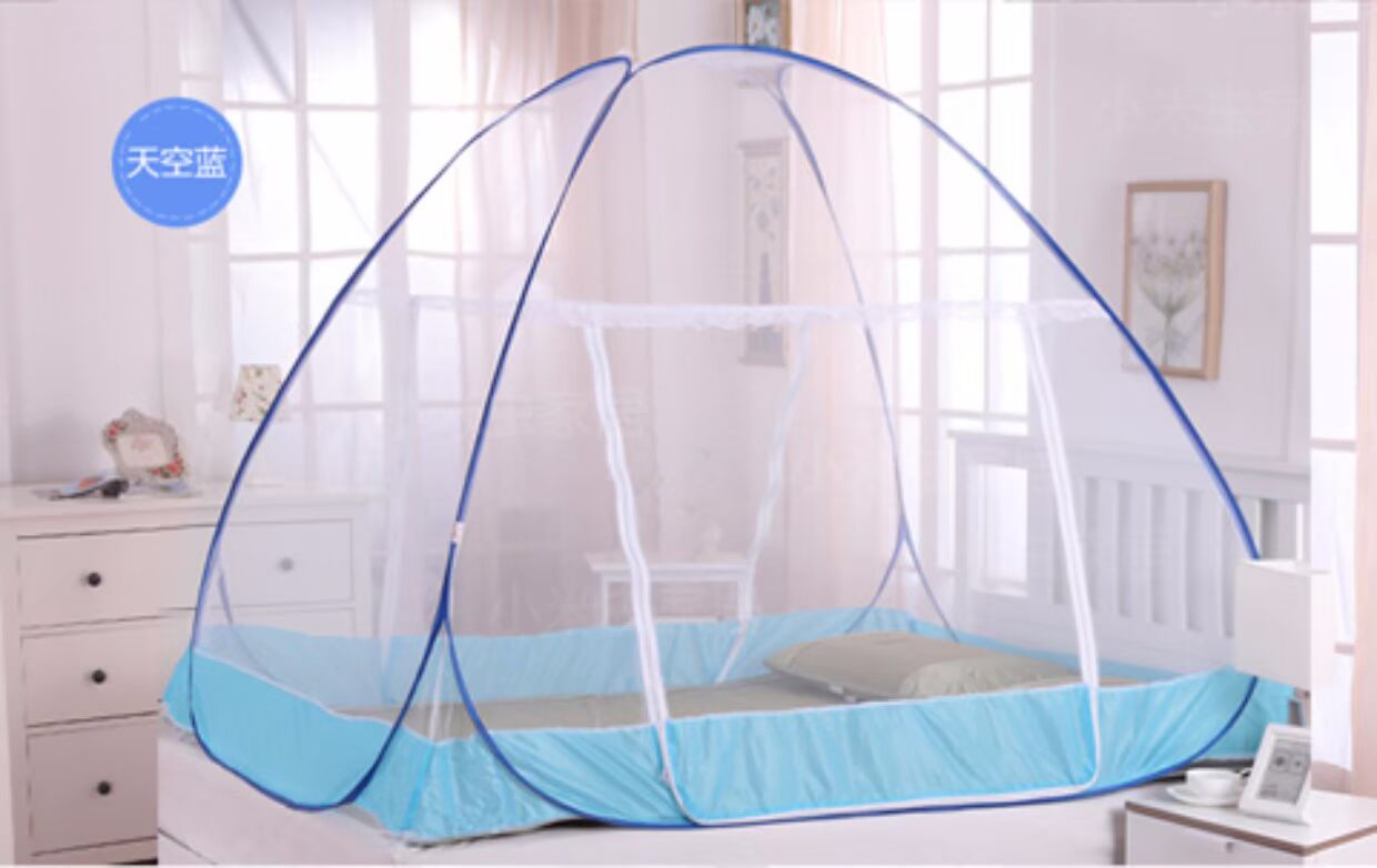 Vải chống muỗi miễn phí lắp đặt không đáy không khóa gấp dây kéo ma thuật lưới yurt muỗi 1,2 / 1,5 / 1,8 m màn chụp gấp gọn thông minh