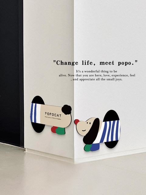 Dachshund Puppy Corner Decorative Painting, Creative Corner Hanging Painting, Children's Room Wall Corner Wall Covering, Living Room Entrance Mural