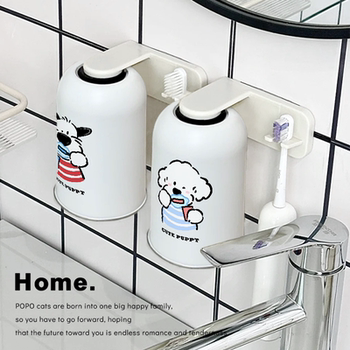 Magnetic Bathroom Rinsing Cup, No-Drill Wall-Mounted Toothbrush Holder, Cute Stainless Steel Toothbrush Cup, Anti-Mold