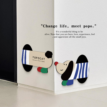 Dachshund Puppy Corner Decorative Painting, Creative Corner Hanging Painting, Children's Room Wall Corner Wall Covering, Living Room Entrance Mural