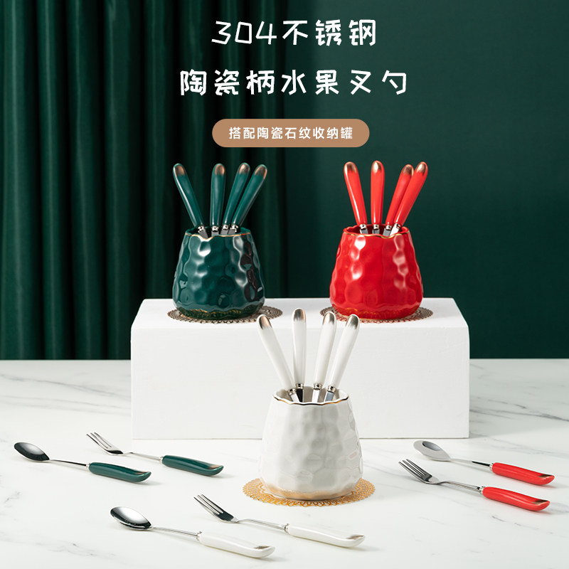 Home 304 stainless steel children safe fruit fork high end luxury cake fork dessert fork suite