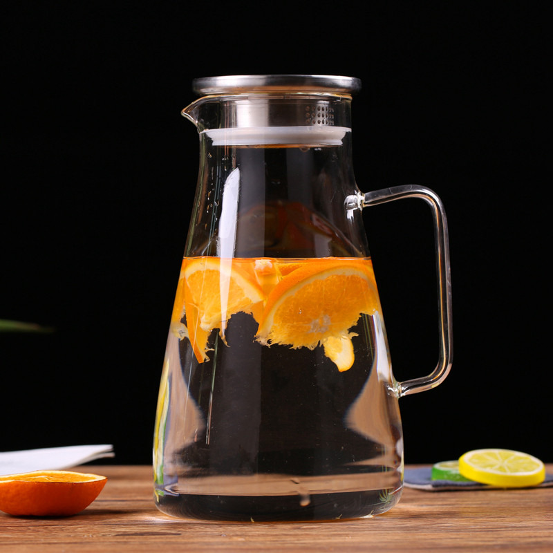high temperature cool white open water cup teapot cold water pot suit large capacity water bottle cool tea pot household cold water pot glass heat resistant
