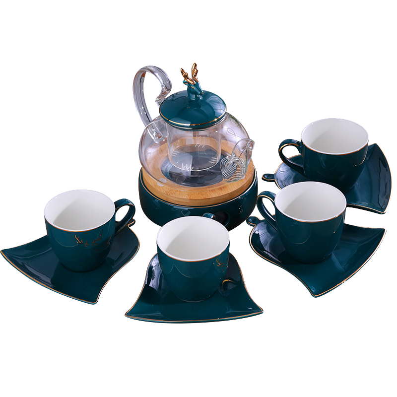 Nordic light much English afternoon tea tea tea set series of high - grade ceramic glass teapot cooked fruit candles