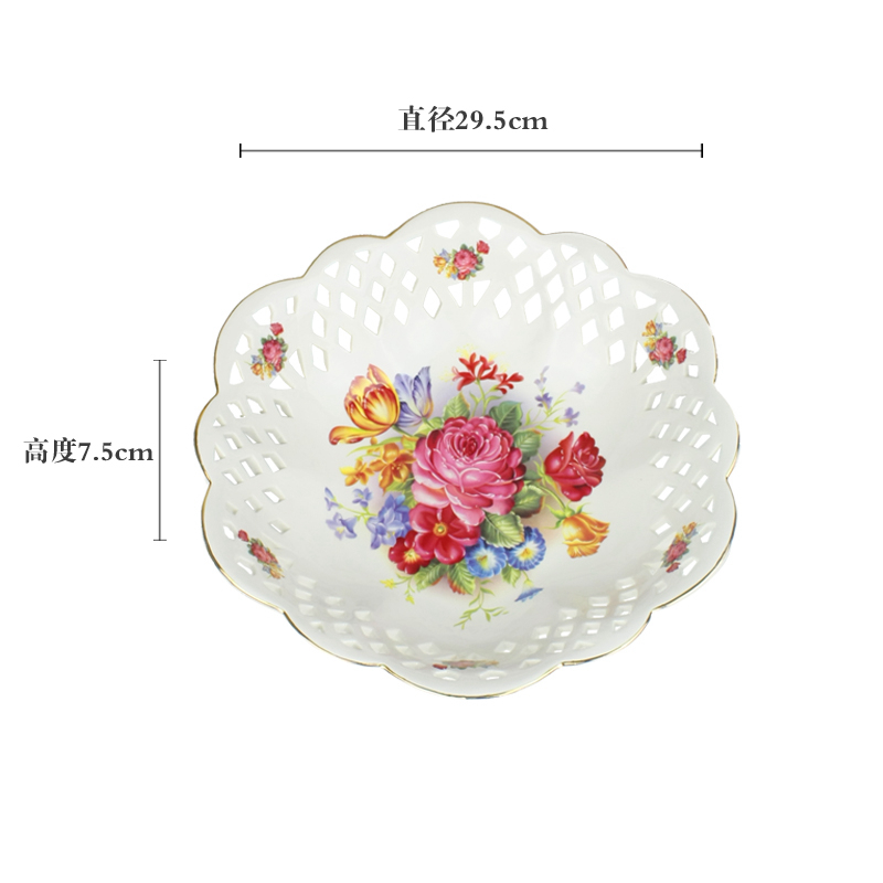 Creative compote snack plate of household ceramic round fruit salad bowl of fruit bowl boreal Europe style of I sitting room