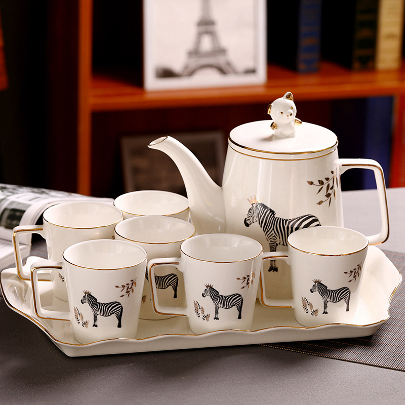 Simple cup suit ceramic household glass cup suit continental water cold, heat kettle cup sitting room