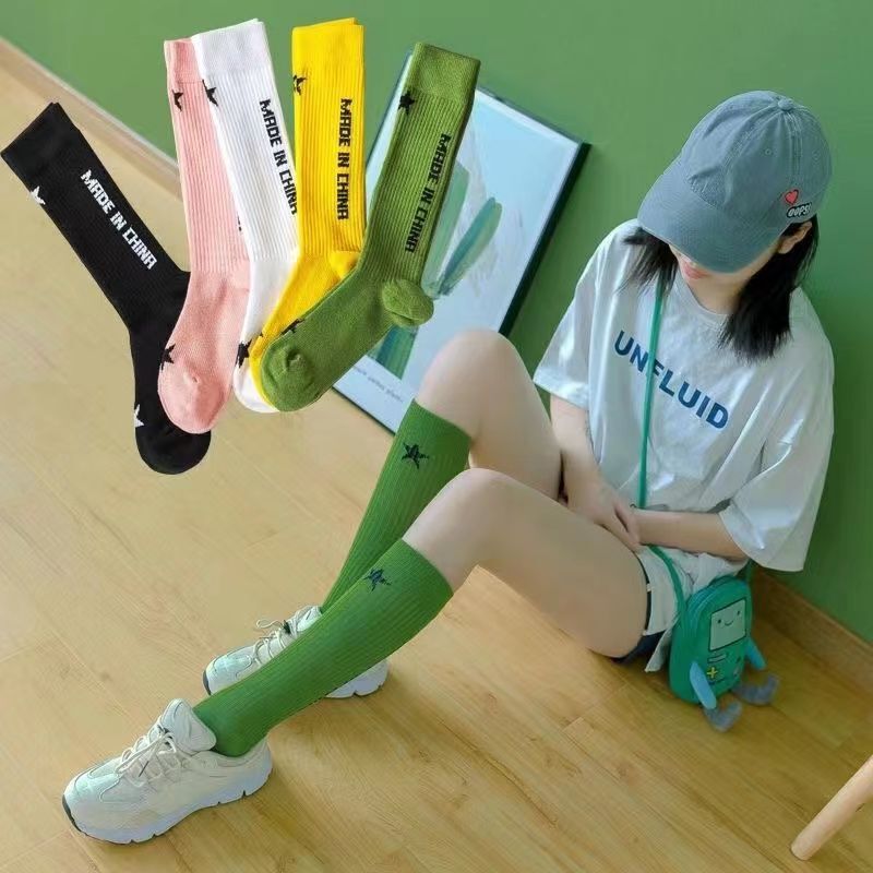 Long Socks for Women, Knee-High Socks, ins Internet Celebrity High Socks, Summer Thin Cotton High Socks, Slimming Leg Running Socks