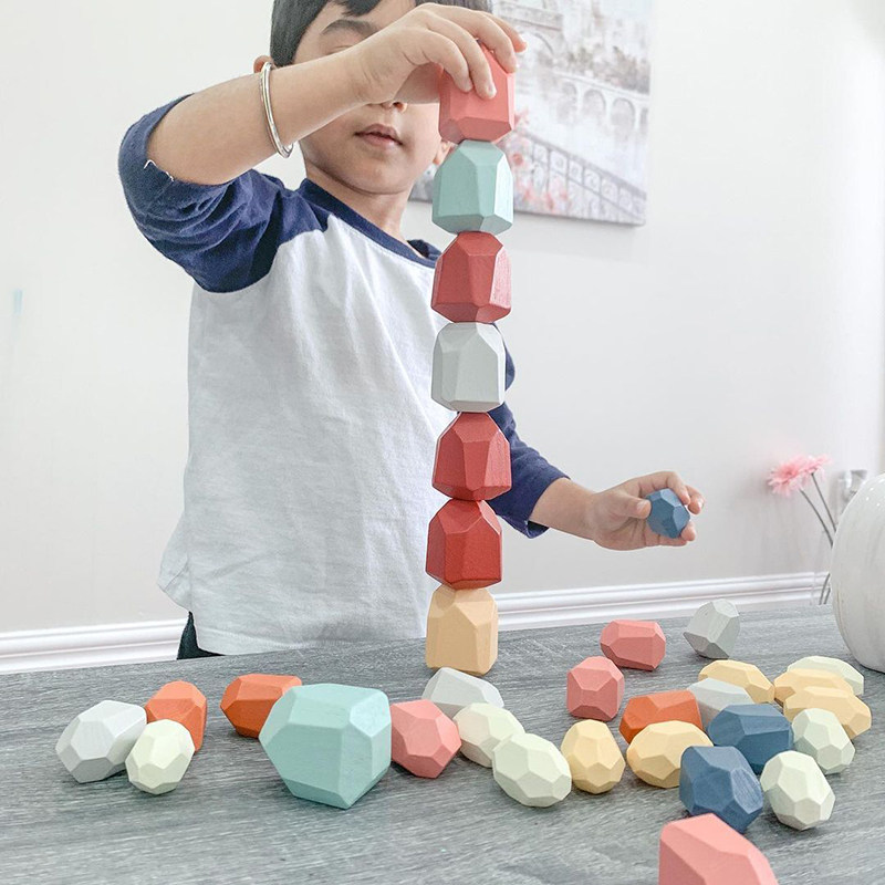 Stack Stone Special Injection Force Training Toys Wood Colored Stone Balance Laminated Legbuilding Balance Building Blocks Game Early Childhood Children Puzzle