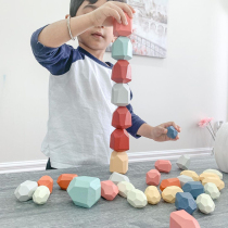 Stonestone concentration training toy wooden color stone balance stacked Music balance stacked Music balance building block game childrens puzzle