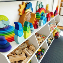 Childrens toys for boys 2021 New Rainbow building blocks set up womens kindergarten monteshi early education Puzzle Wood