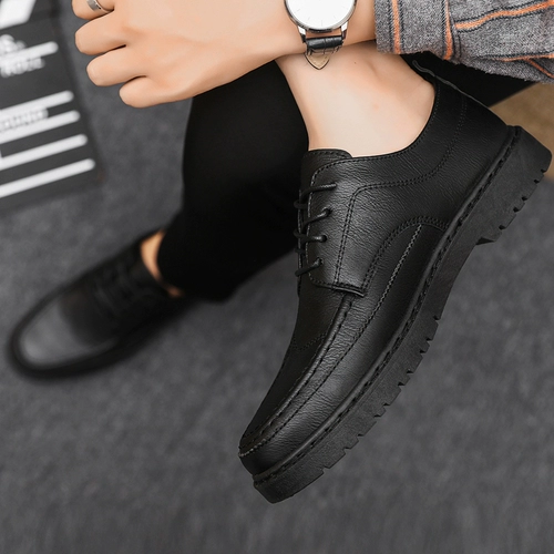 Мужская летняя износостойкая спортивная обувь для отдыха для кожаной обуви в английском стиле, мягкая подошва, в корейском стиле