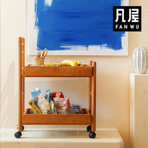 Van house basic trolley Side Sofa side cabinet Side Small coffee table corner Solid wood movable Japanese-style table