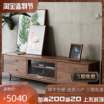 Craftsman wood new original Nordic Japanese solid wood Red oak black Walnut glass audio-visual cabinet Living room TV cabinet