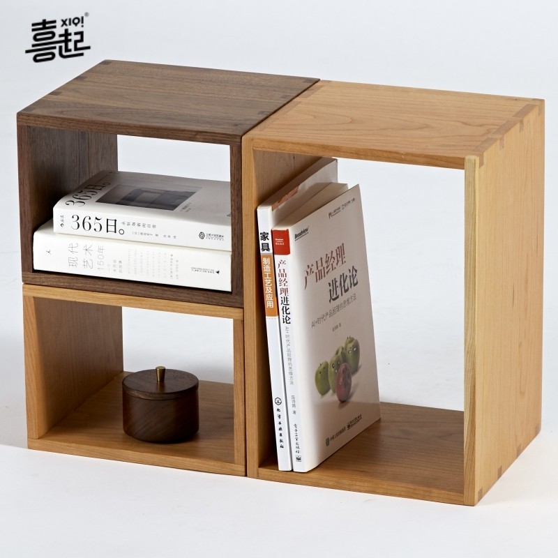 Hi up black walnut solid wood lattice shelf desktop bookshelf shelf free combination cabinet lattice cabinet table small bookcase