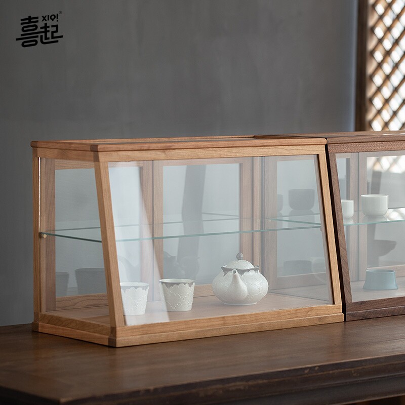Solid wood tabletop small commercial transparent display cabinet glass cabinet bread cake dot sample display storage cabinet rack