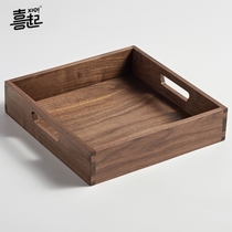 Hi black walnut solid wood tray rectangular wooden tray multifunctional wood storage box Oak tray Chinese style simple