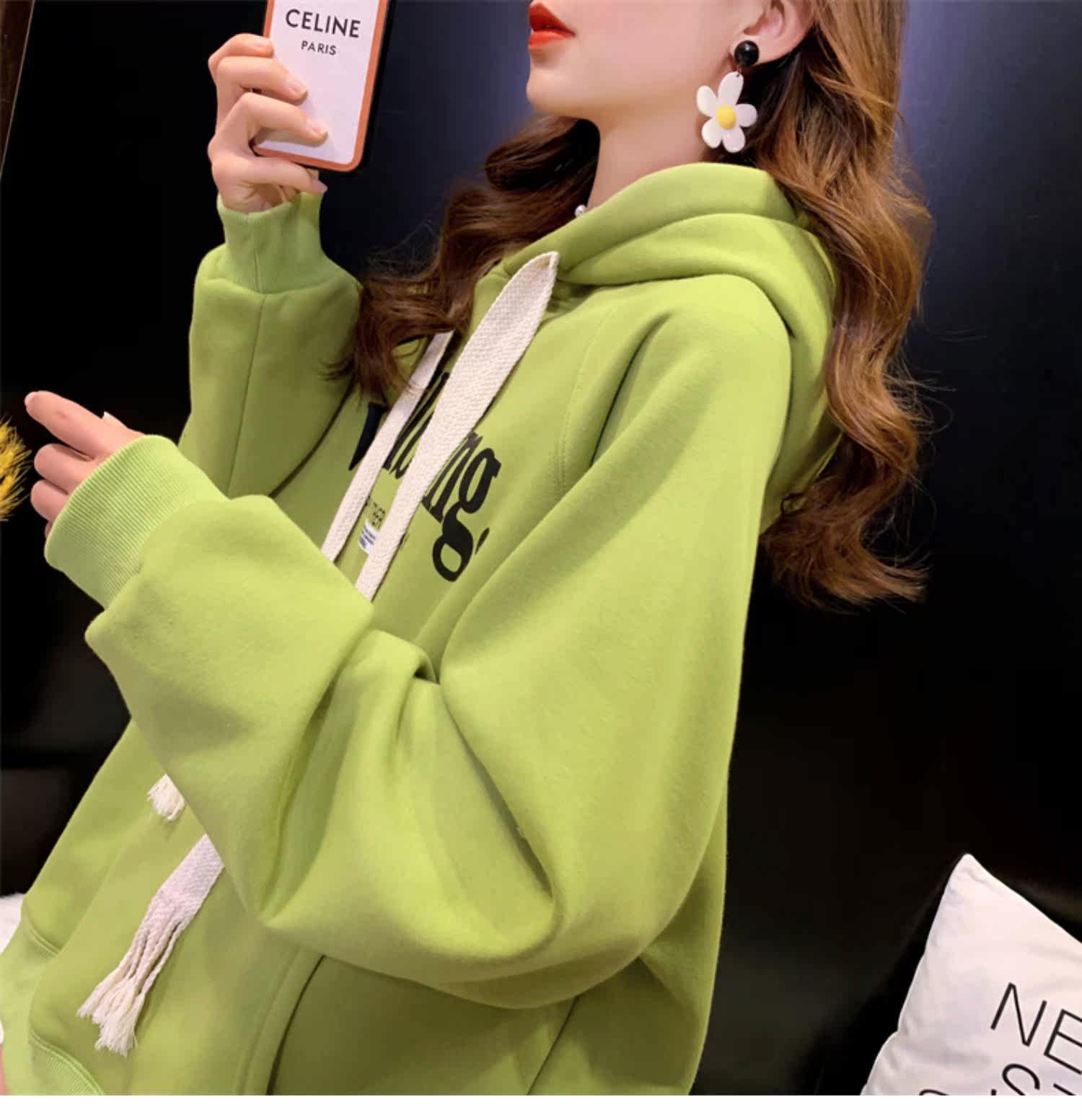 Лён 潮牌新款春秋冬宽松爆款字母连帽时尚外套克莱因蓝加绒加厚卫衣服