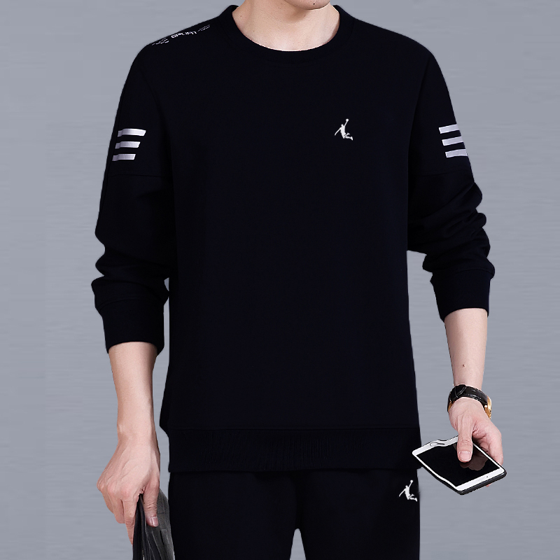 Brand Sports Suit for Men, Spring 2026 New Model, Middle-Aged and Elderly Casual Round-Neck Sweatshirt Two-Piece Set, Branded Sportswear