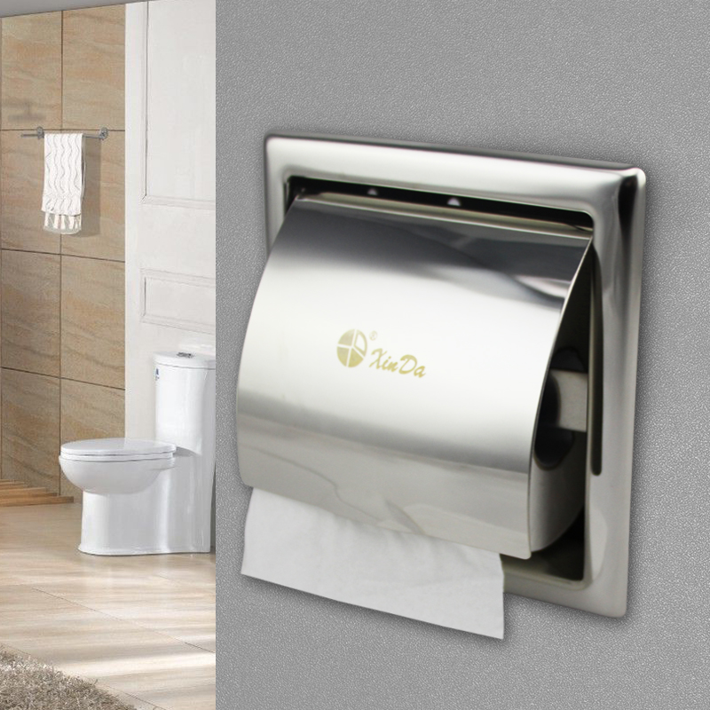Letter Paper Towel Rack Embedded Wall-mounted Hand Cardboard Box Toilet Concealed Tissue Box Province Space 304 Waterproof Coverage-Taobao