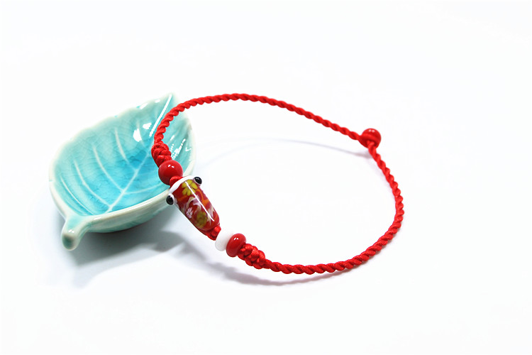 Hạt thủy tinh kiểu Nhật, cá chép, cờ, thủy tinh, vòng chân, dây đỏ nữ, sinh viên đơn giản, năm sinh, chuyển ác, quà may mắn những mẫu lắc chân đẹp nhất