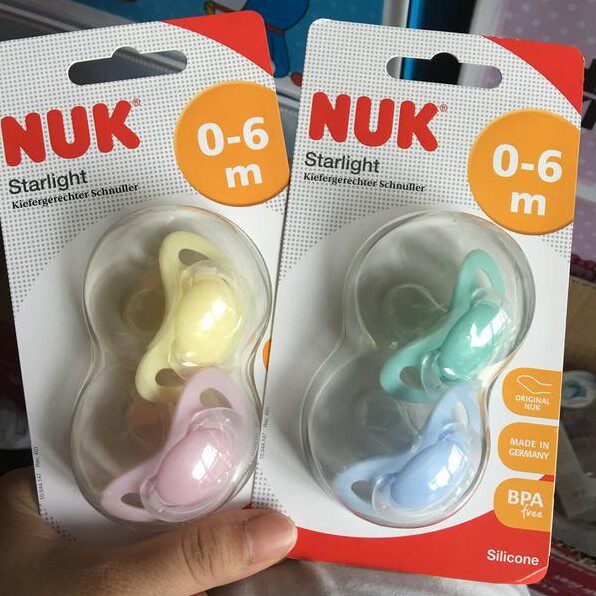 Соска 海淘现货 美国德国购买nuk天然硅胶乳胶安抚奶嘴2段3段包邮推荐