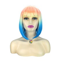 Mint Wig Woman Short Hair Net Red Hanging Ear Dyeing Air Liu Hai Performance Fashion Trends Pick And Dye Short Straight Hair Total Headgear