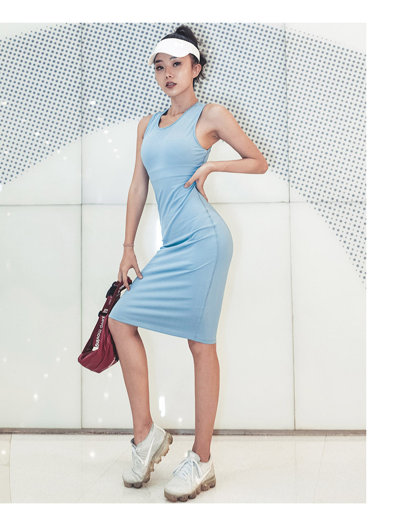 Váy thể thao hở lưng gợi cảm thời trang nữ Slim mid-length quần áo yoga giảm béo nhanh - Trang phục thể thao quần áo anta