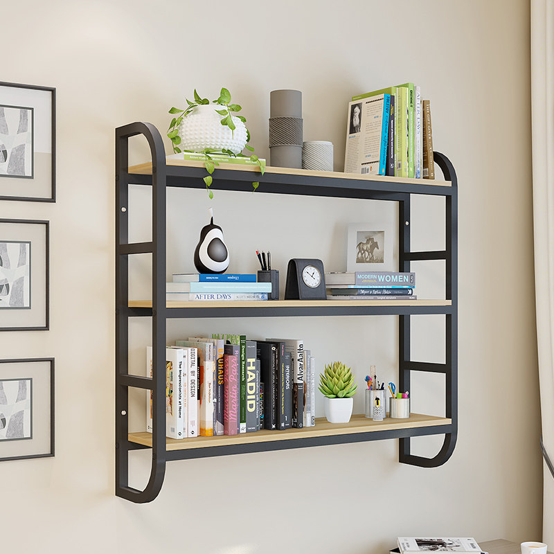 Wall bookshelf wrought iron shelf kitchen living room bedroom wall flower rack wine rack children's word partition storage cabinet