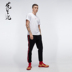 Hoa 中国 phong cách Trung Quốc ánh sáng thủy triều sang trọng thương hiệu Trung Quốc thêu ngắn tay cổ tròn vài bông màu đen và trắng hip hop T-Shirt nam quần áo Áo khoác đôi