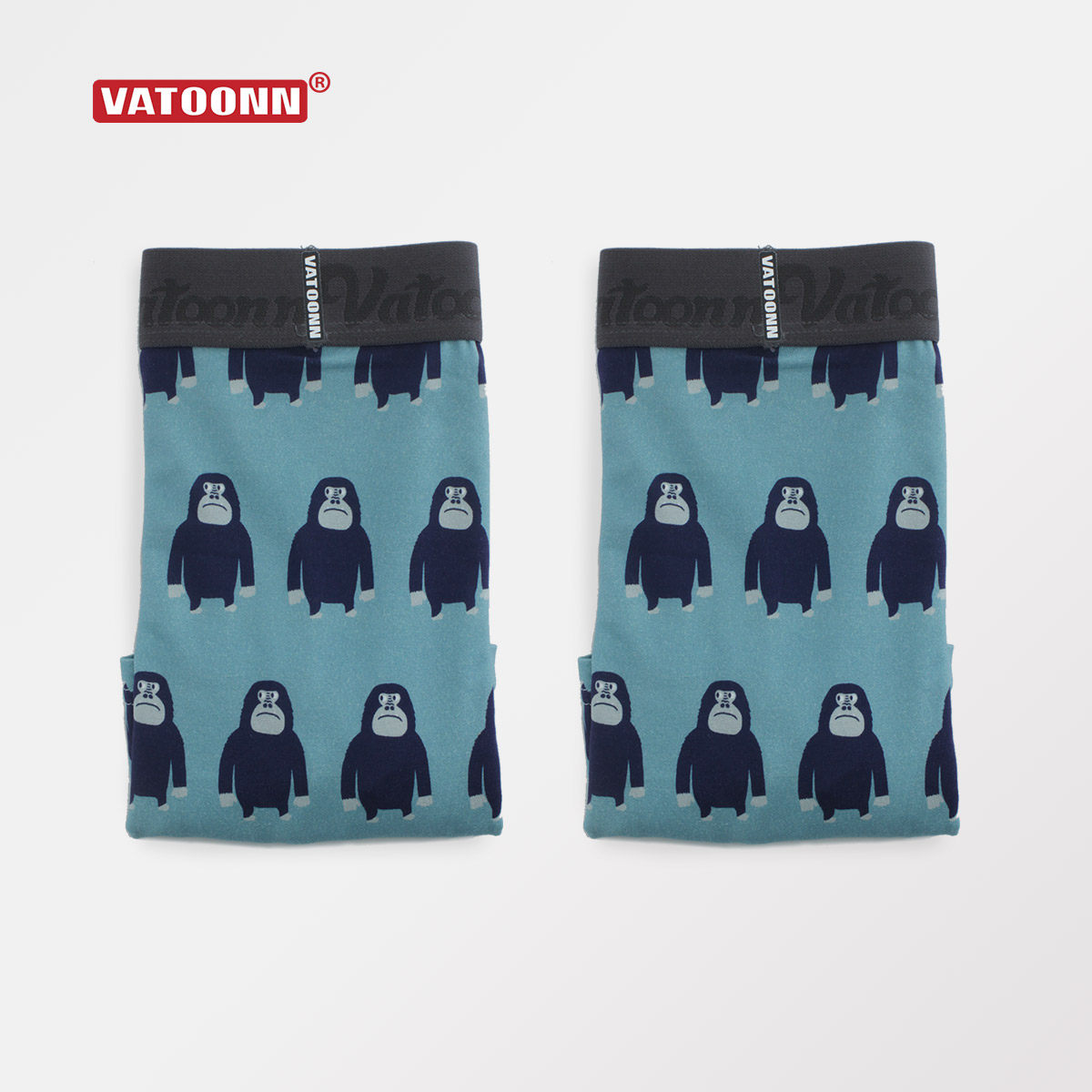 Lovers Briefs Men's Flat Corner Pants Woman Triangle Pure Cotton Breathable Printed Mid-Waist Youth Couple Suit Blue Orangutan