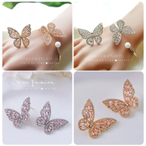 Shake tone fashion bracelet beautiful hand ring opening adjustable bracelet female pink zircon hollow pearl butterfly bracelet