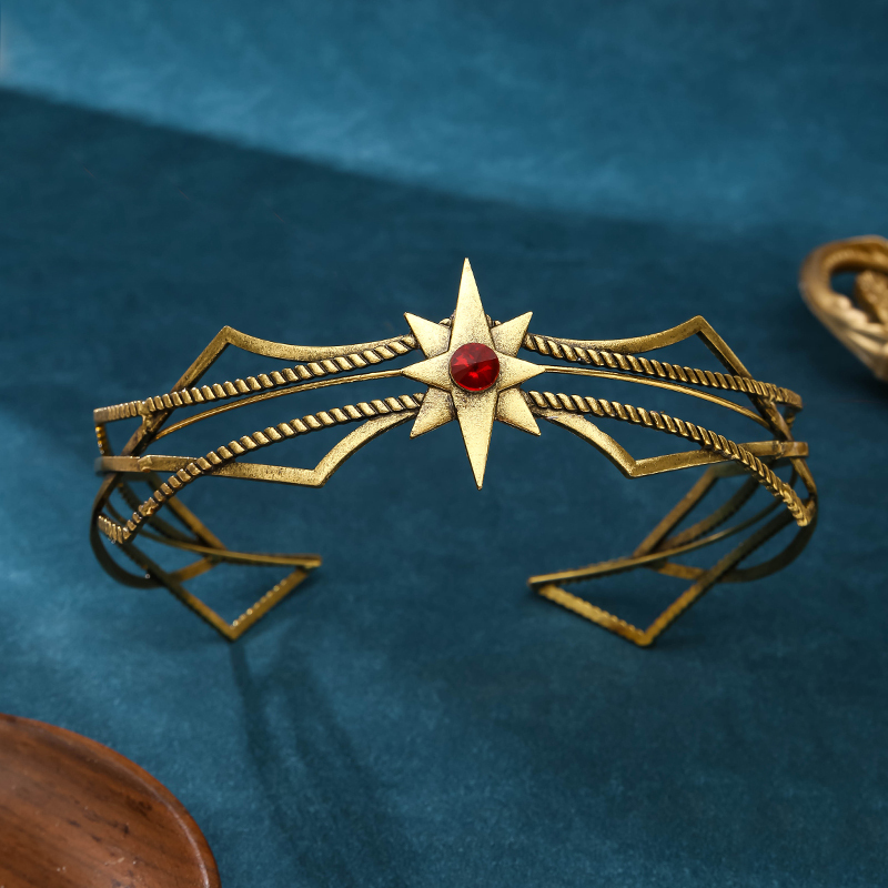 Elf King Film and Television Headpiece Golden Round Headband Cosplay Creative Two-Dimensional Diamond Russian Goddess Warrior