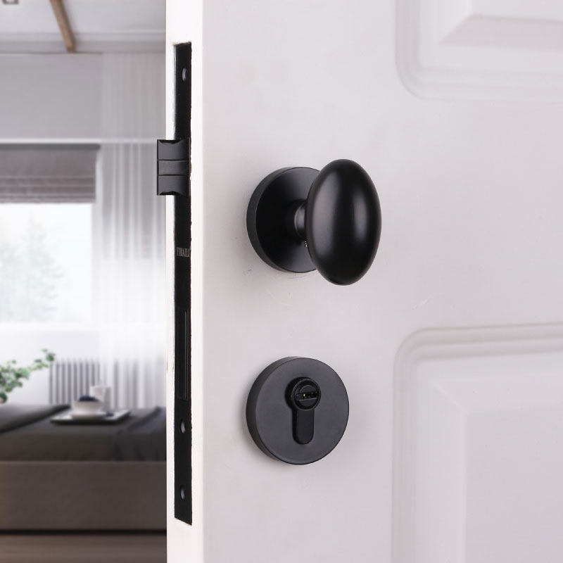 Taiwan Yibaili black spherical lock simple American indoor door handle bedroom door lock home mute wooden door lock