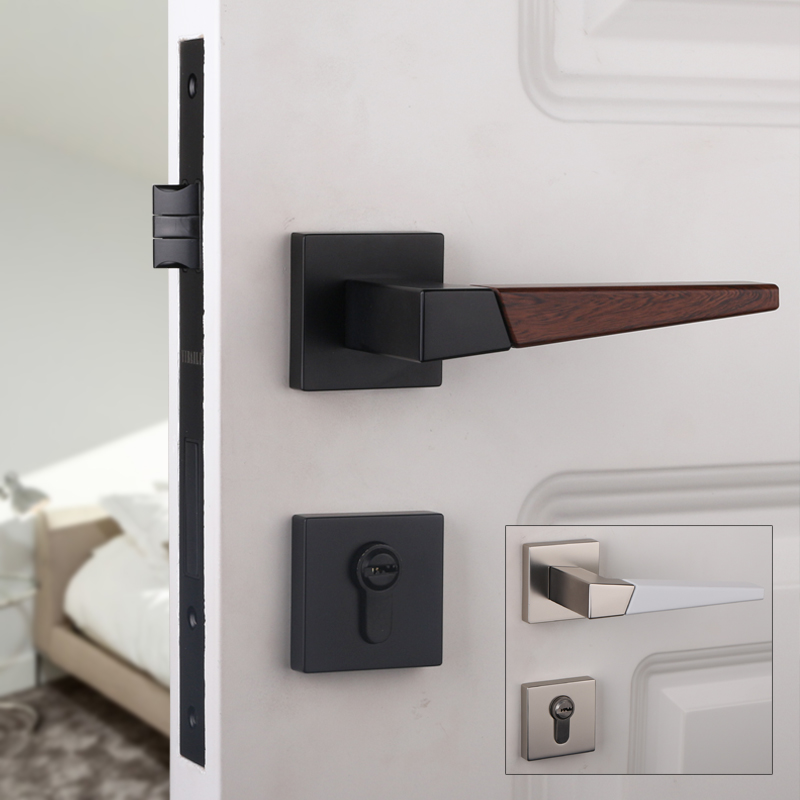 Taiwan Yibaili Chinese door lock indoor bedroom door lock suit black wooden door lock minimalist door handle lock