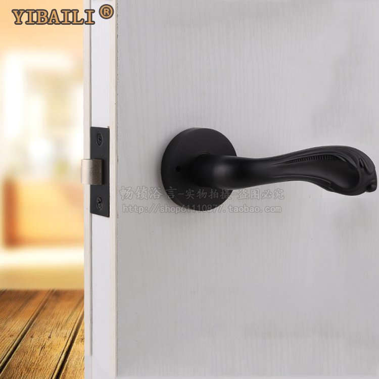 Taiwan Yibili Black Bathroom Door Lock American Indoor Door Lock Kitchen Toilet Lock Channel Lock