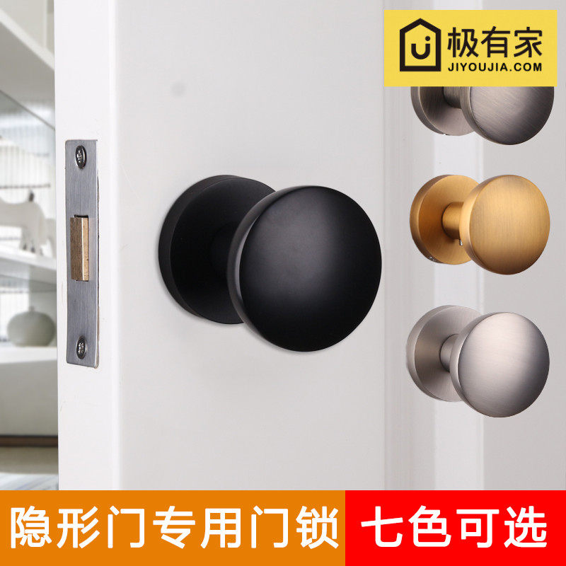 Taiwan Eberly black single-sided invisible door dark lock golden background wall single-sided door handle American ball handle