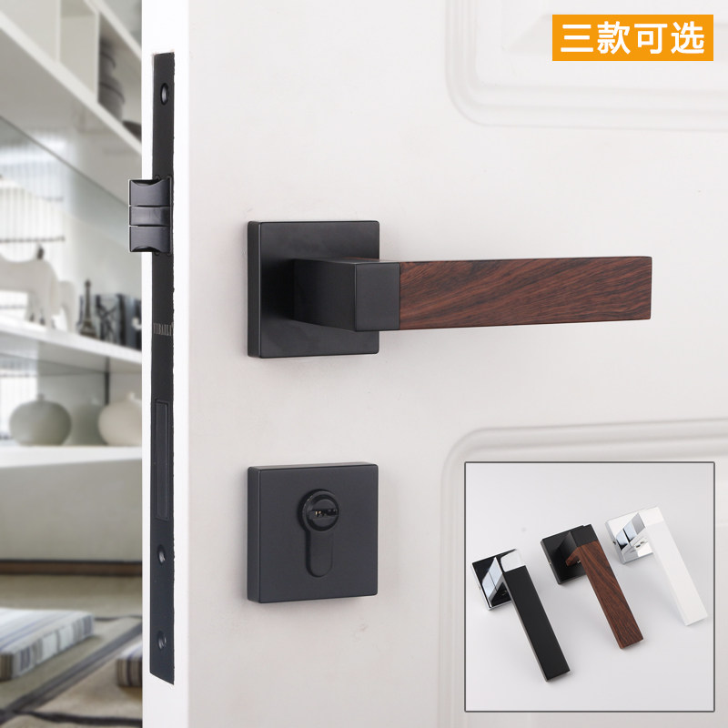 Taiwan YiBaili Muted Two-style door lock bedroom house door handle wood wood grain handle solid wood door lock for home