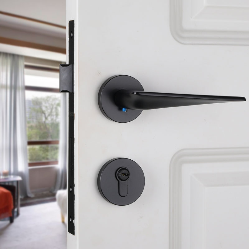 Taiwan Yibaili Simple Door Lock Nordic Black Indoor Bedroom Door Lock Household Mute Wooden Door Lock Universal Type