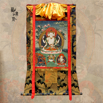 Treasure Pavilion not empty silk cord Guanyin old thangka mineral pigment living room decorative painting hanging painting purely handmade Tibetan style framing