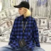 Mùa thu phiên bản Hàn Quốc của ulzzang Harajuku BF đường phố ngắn ngắn lưới dài giản dị áo sơ mi dài tay nam và nữ thủy triều