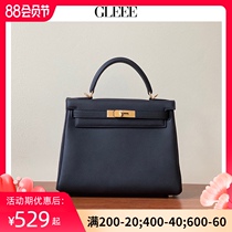 High-end leather Kelly bag togo first layer cowhide Kelly bag 25 small Li pattern gold buckle 28 portable oblique cross bag